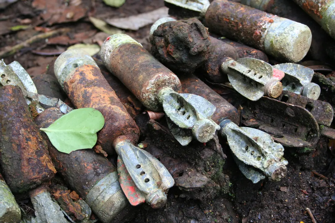 Corroded mortar shells