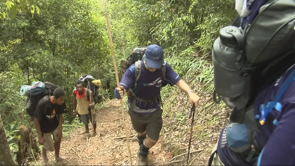Trekkers heading uphill