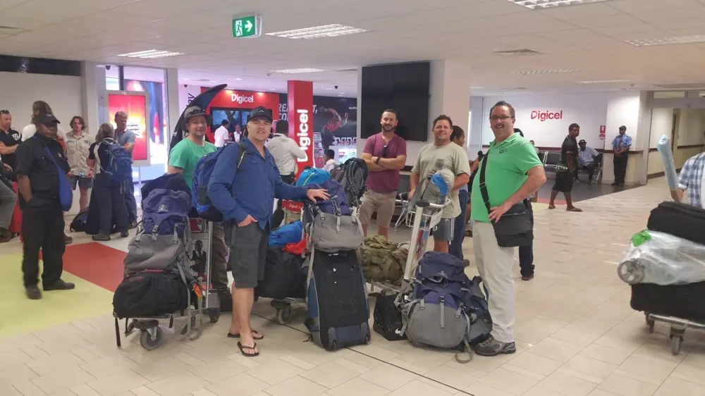 Trekking group at the airport