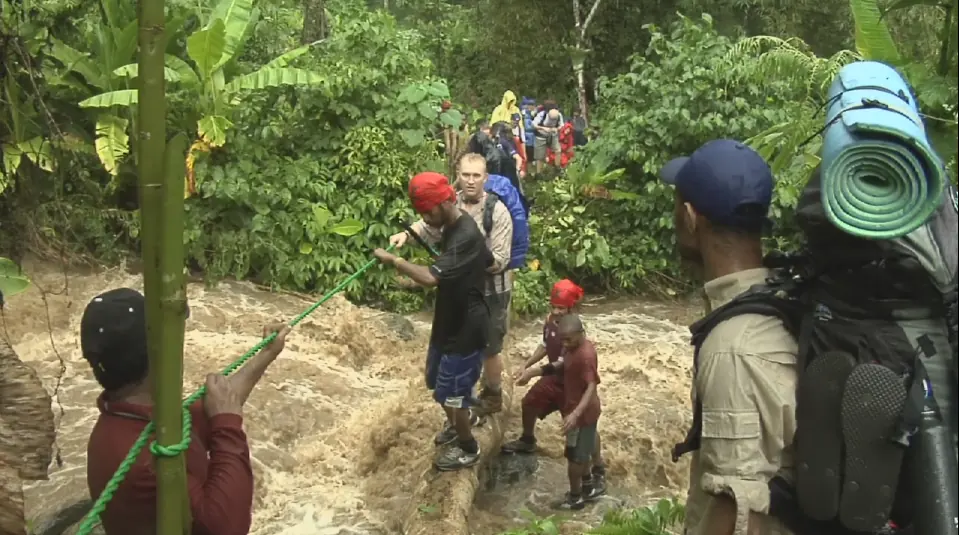 Trekkers in single file